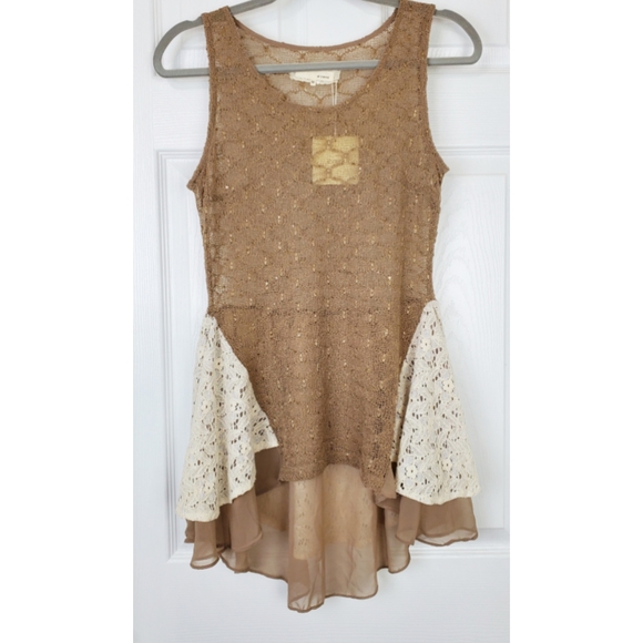 NWT A'reve lace hi low peplum tank top size M - Picture 2 of 8